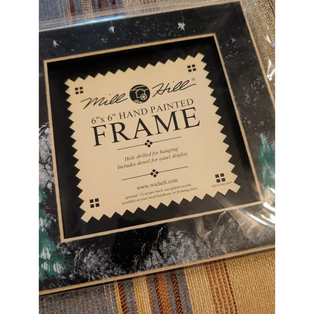 Brand New 2010 Mill Hill Frame 6X6 Wooden Hand-Painted Winter Night Folk Art